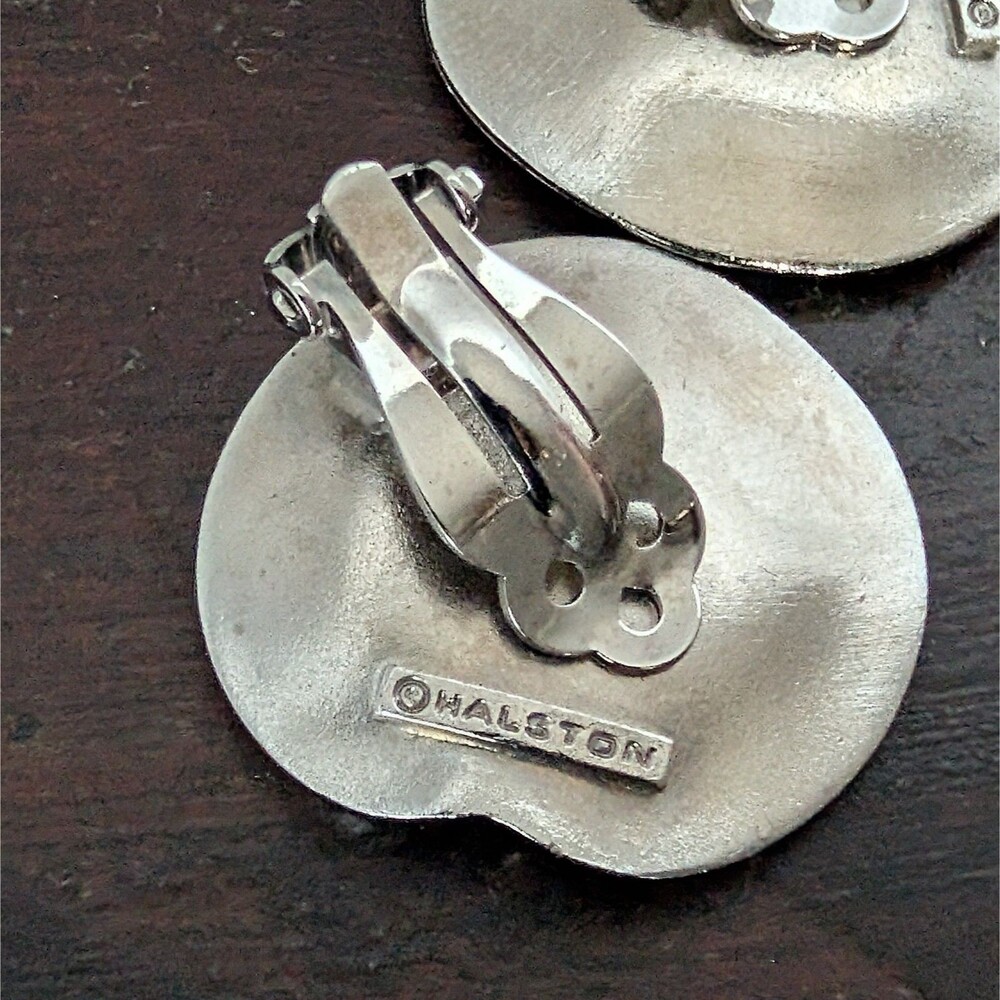 Rare Elsa Peretti Halston Signed Bean Earrings Vintage 70s Silver Sculptural XL - Picture 8 of 8